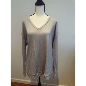 Zobha Gray V-Neck Top with Open Back